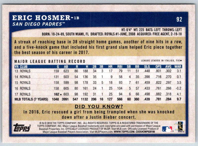 2018 Topps Big League Eric Hosmer