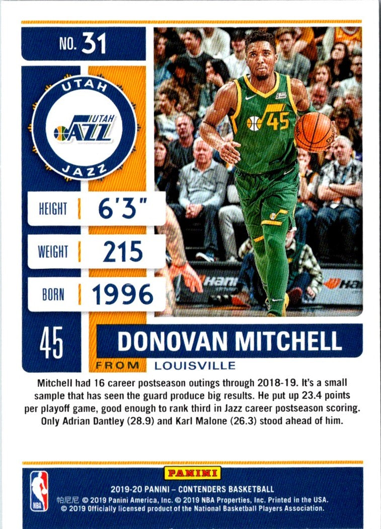 2019 Panini Contenders Donovan Mitchell