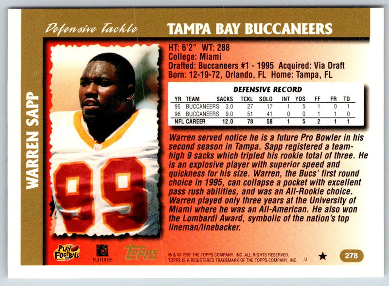 1997 Topps Warren Sapp