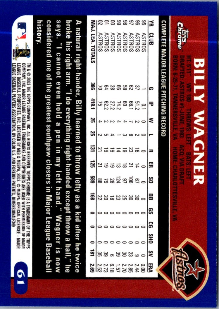 2003 Topps Chrome Billy Wagner