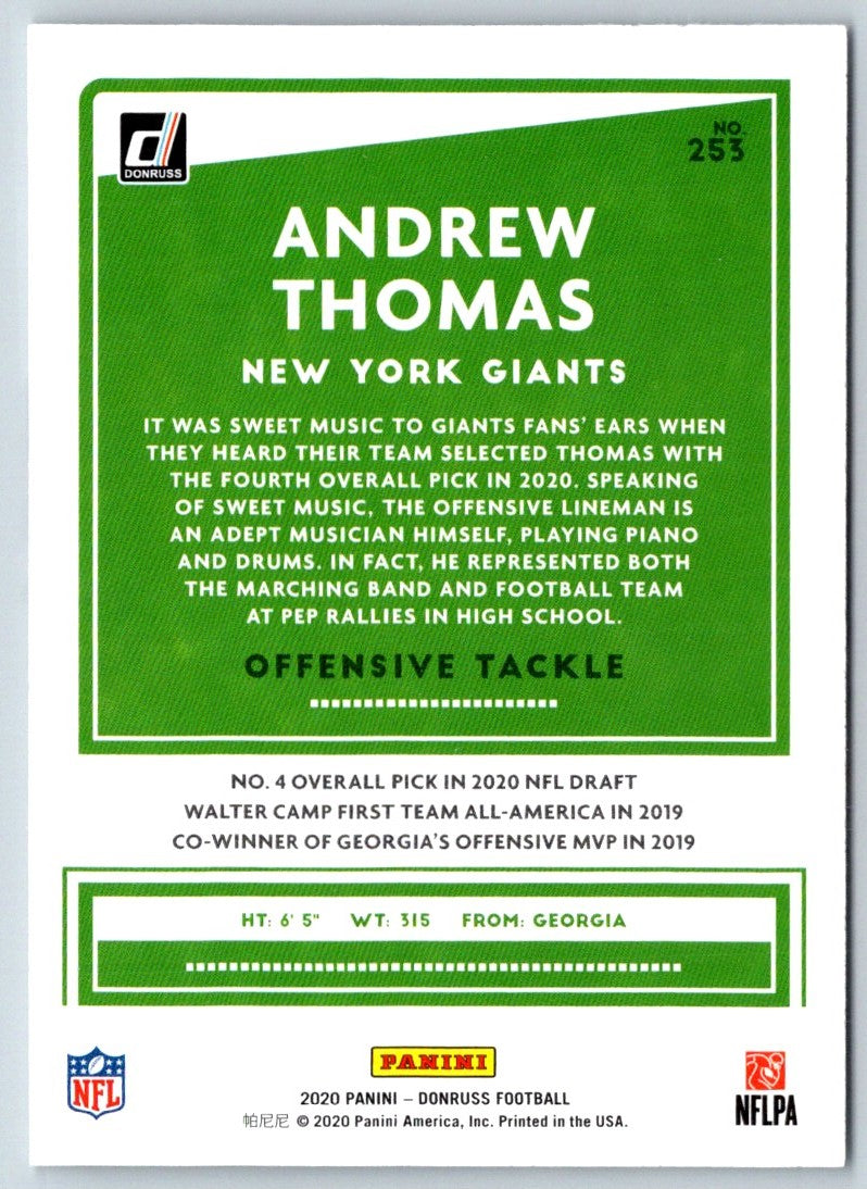 2020 Donruss Andrew Thomas