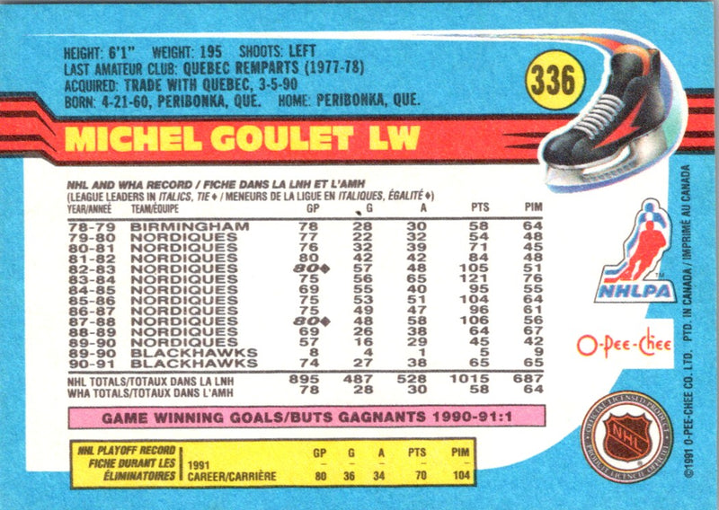 1991 O-Pee-Chee Michel Goulet