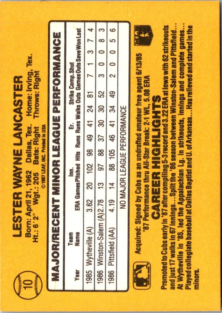 1987 Donruss The Rookies Les Lancaster