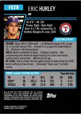 2006 Bowman Chrome Draft Picks & Prospects Futures Game Eric Hurley #FG29