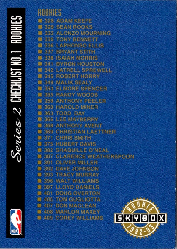 1992 SkyBox Checklist 2