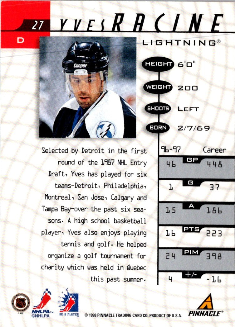 1997 Pinnacle Be a Player Yves Racine