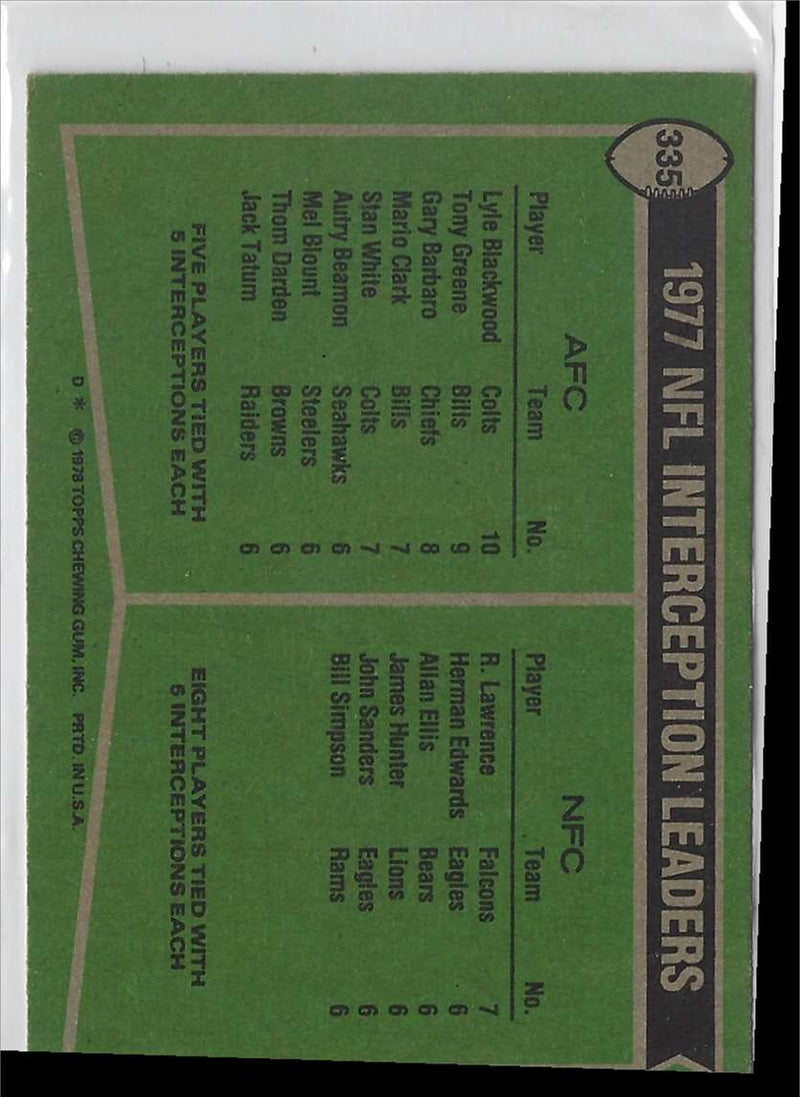 1978 Topps Haskal Stanback/Alfred Jenkins/Claude Humphrey/Jeff Merrow/Rolland Lawrence