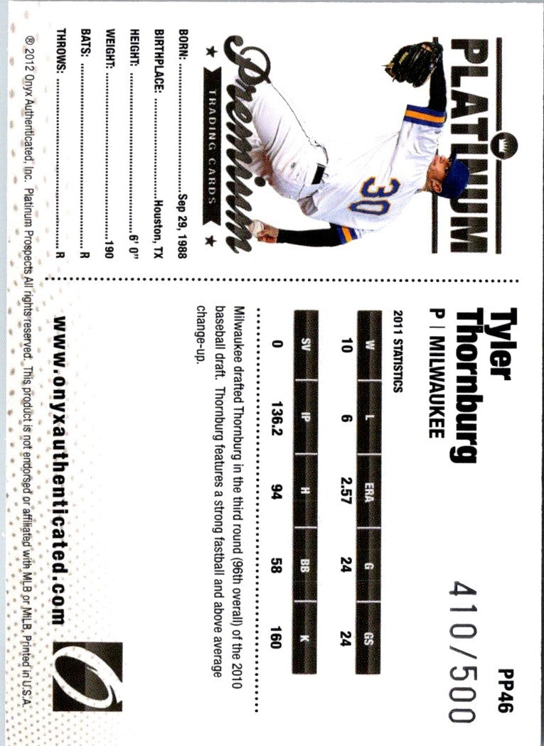 2012 Onyx Platinum Prospects Tyler Thornburg