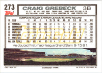 1992 Topps Gold Winners Craig Grebeck #273