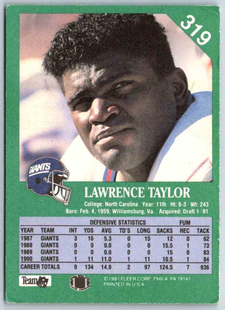 1991 Fleer Ultra Lawrence Taylor