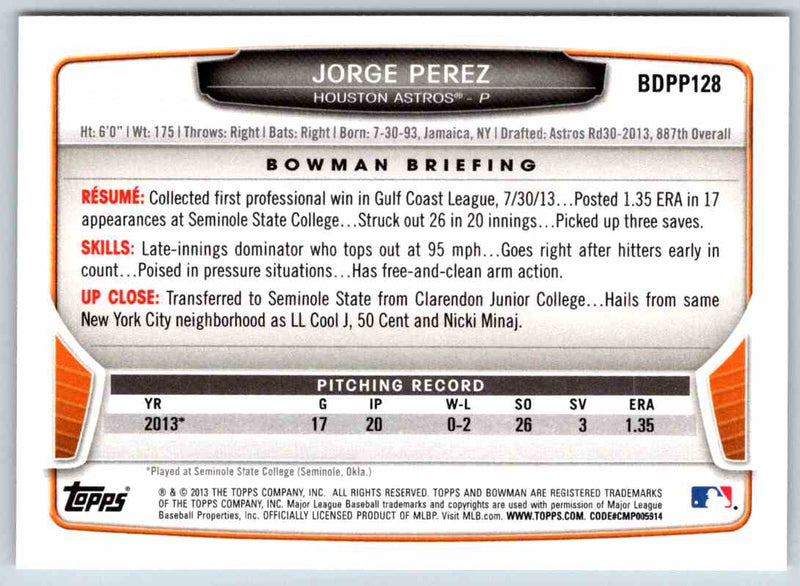 2013 Bowman Jorge Perez