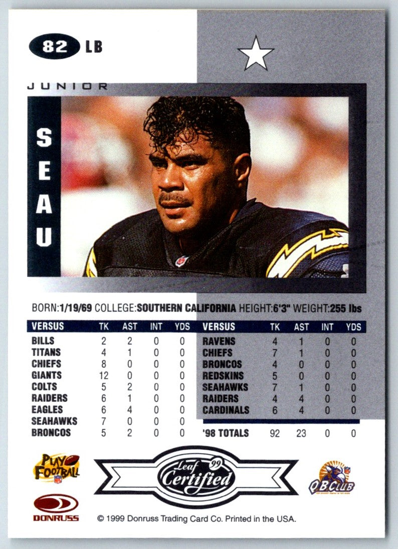 1999 Leaf Certified Junior Seau