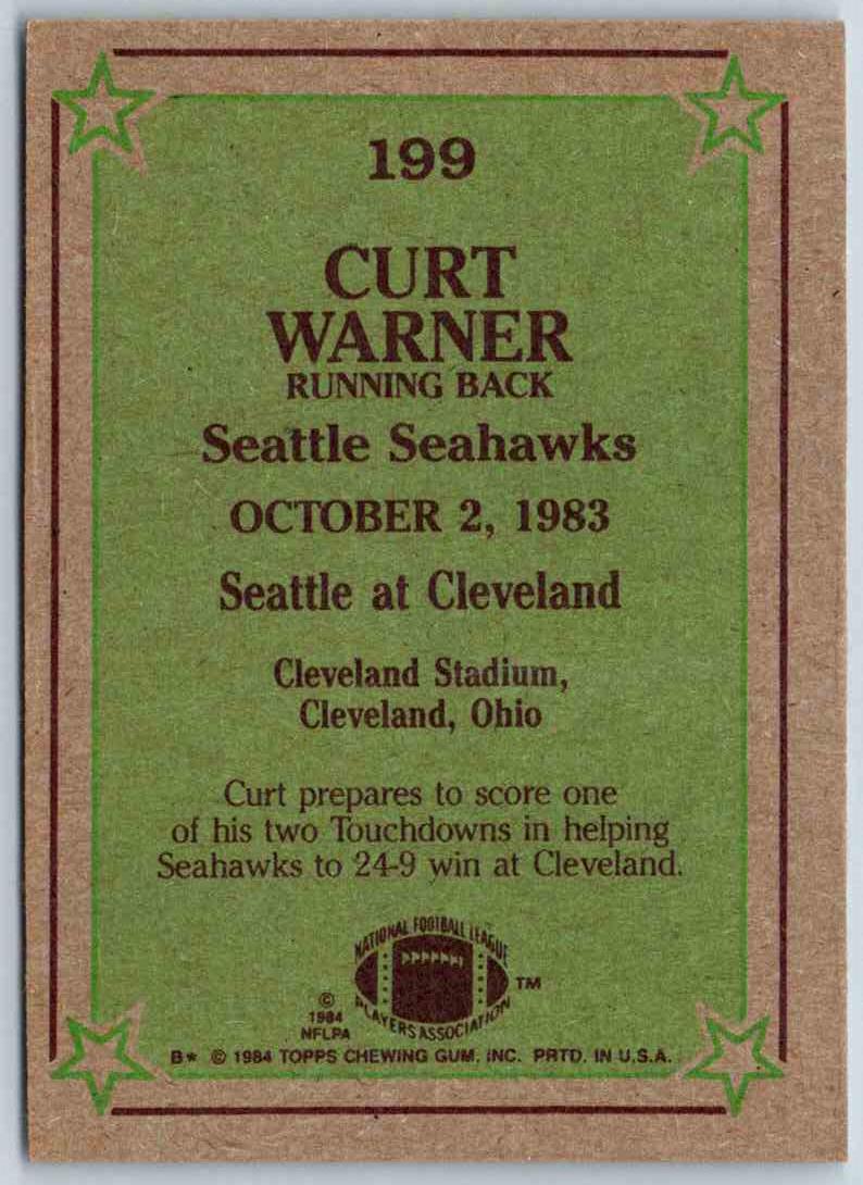 1985 Topps Curt Warner