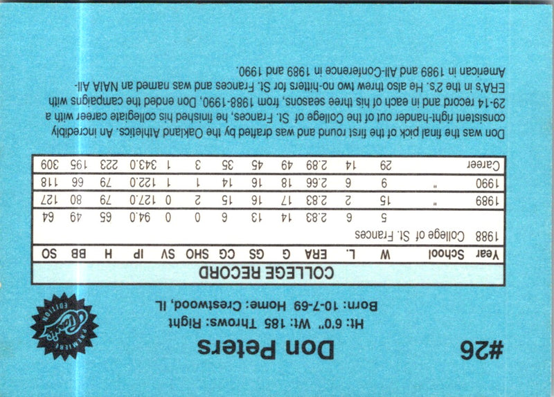 1990 Classic Draft Picks Don Peters