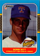 1987 Donruss Highlights Bobby Witt