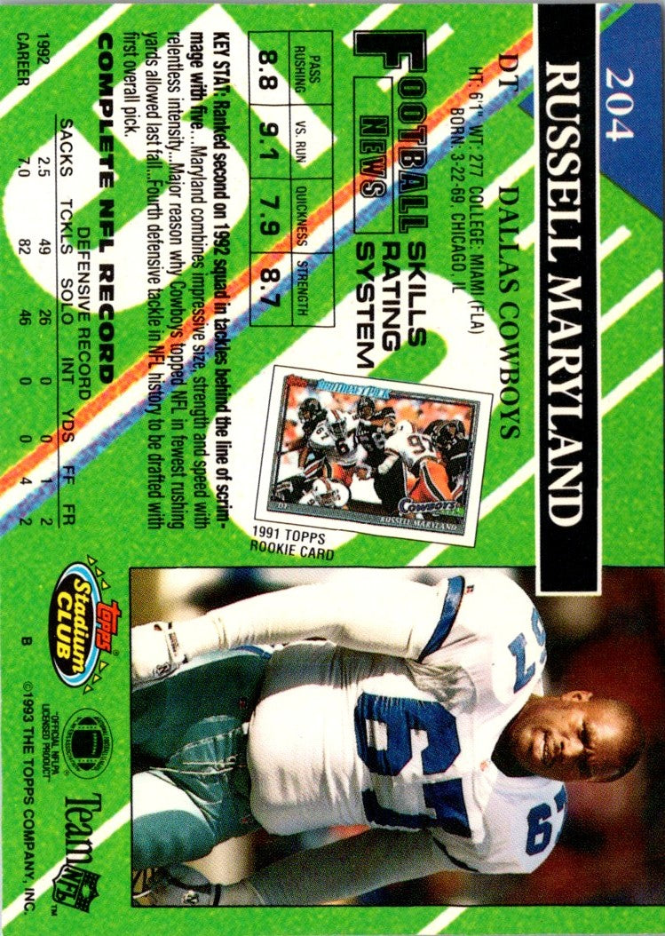 1993 Stadium Club Super Teams Bowl Russell Maryland