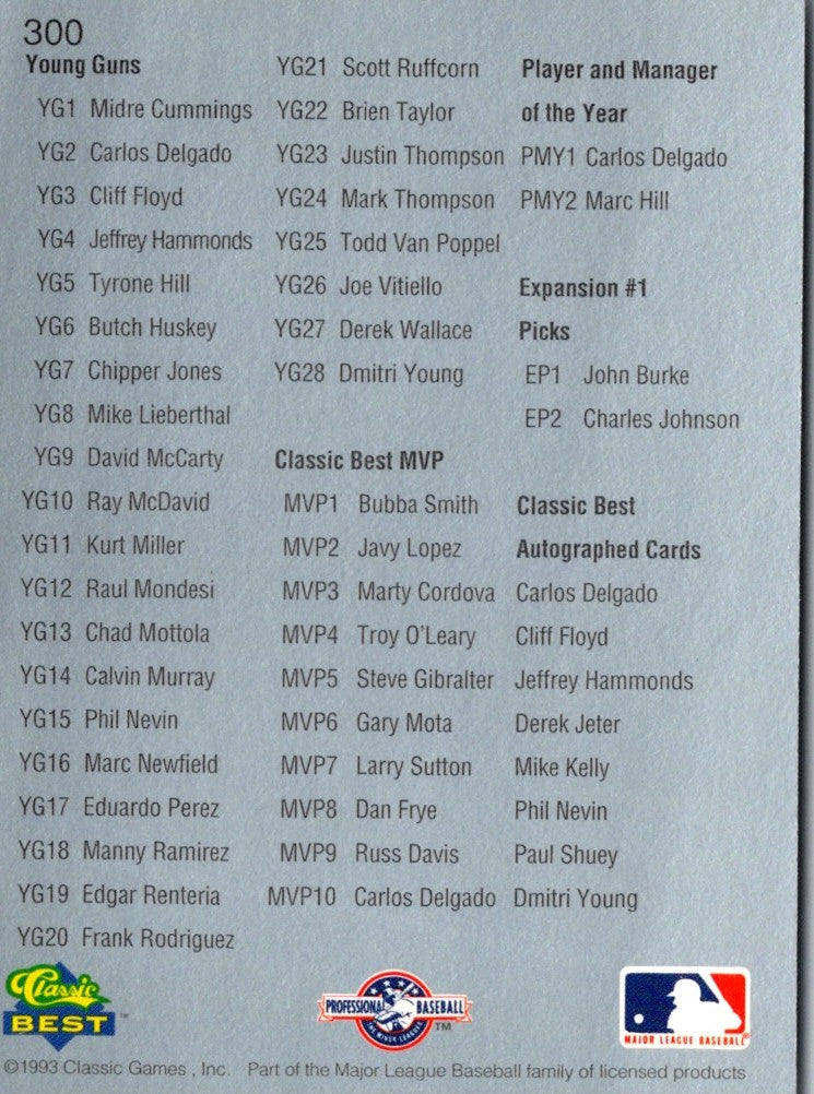 1993 Classic Best Checklist 4