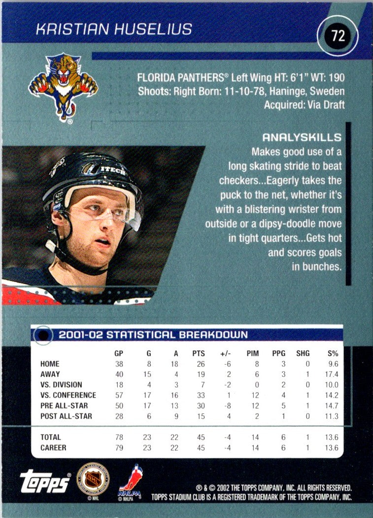 2002 Stadium Club Kristian Huselius