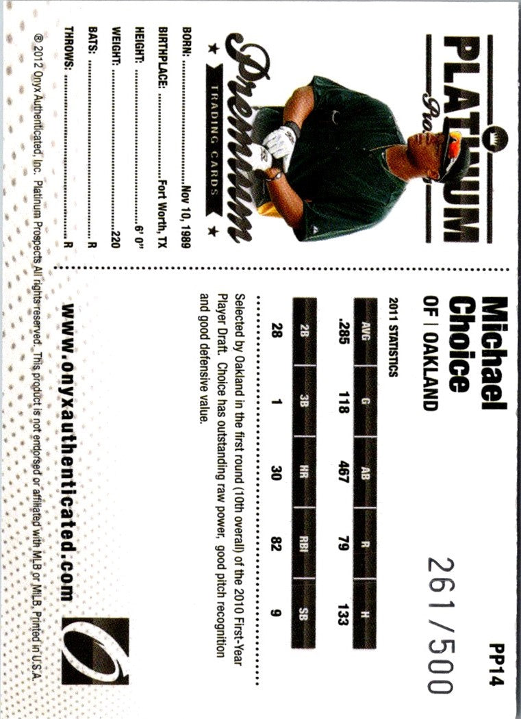 2012 Onyx Platinum Prospects Michael Choice