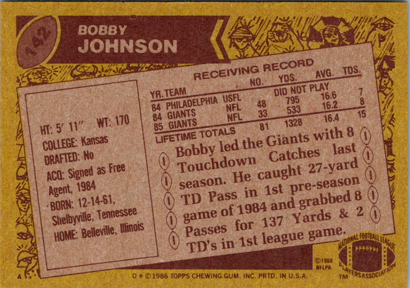 1986 Topps Bobby Johnson