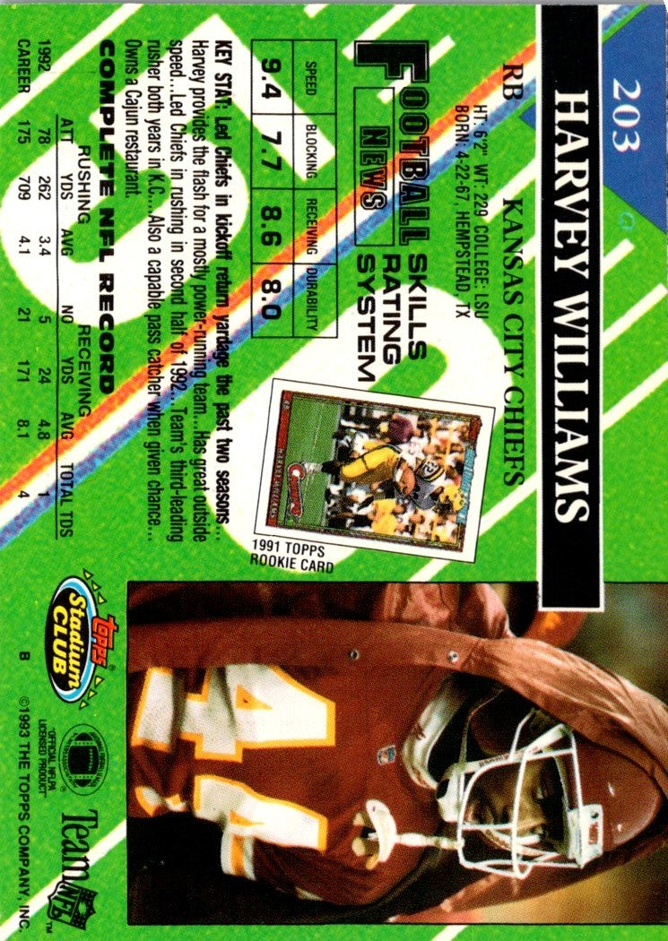1993 Stadium Club Super Teams Bowl Harvey Williams