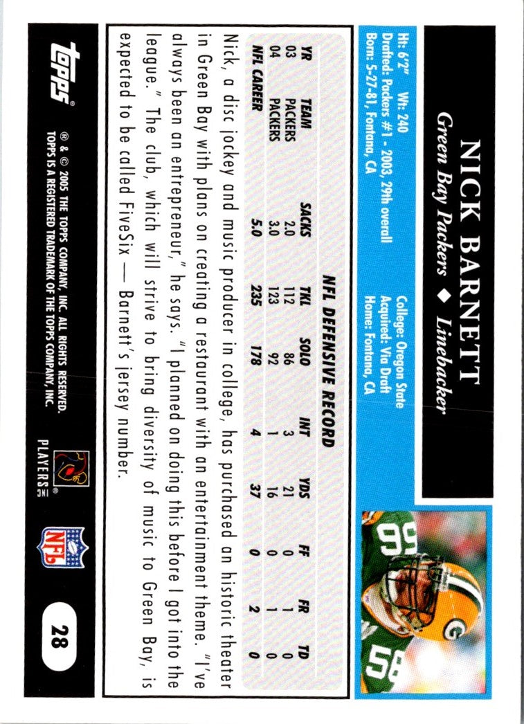 2005 Topps Nick Barnett