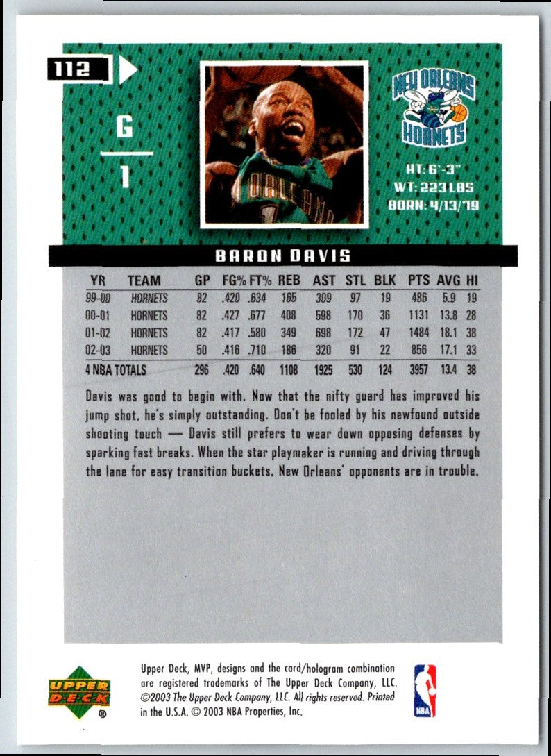 2003 Upper Deck MVP Baron Davis