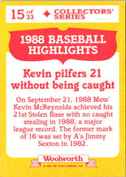 1989 Topps Woolworth Baseball Highlights Kevin McReynolds #15