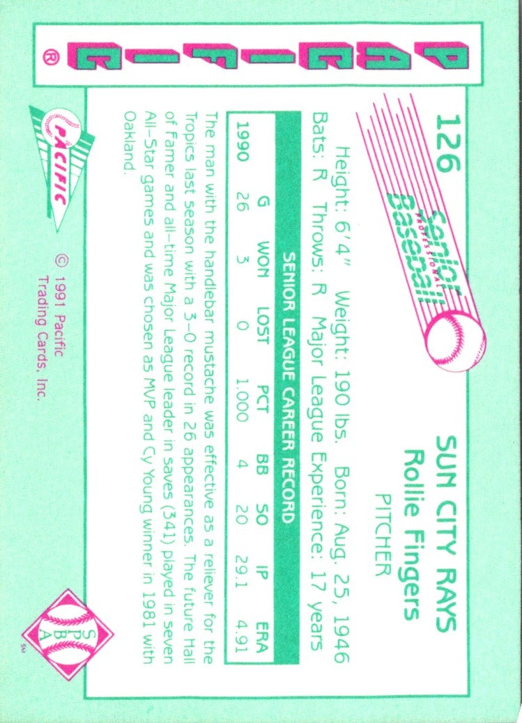 1991 Pacific Senior League Rollie Fingers