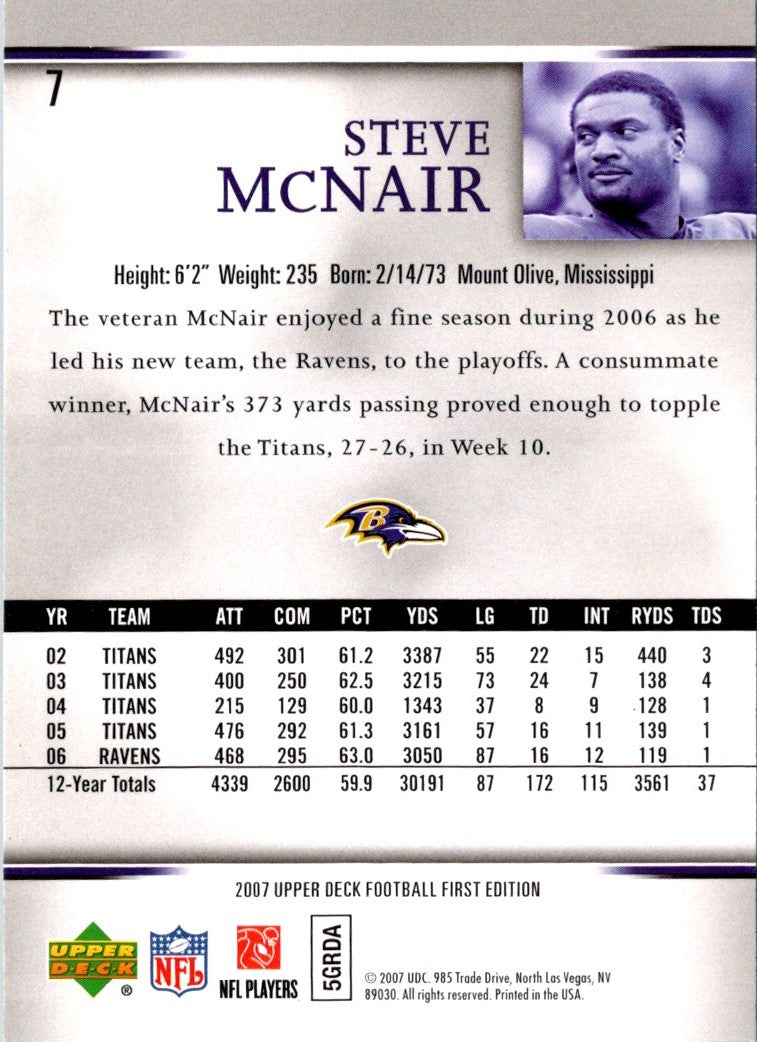 2007 Upper Deck First Edition Steve McNair