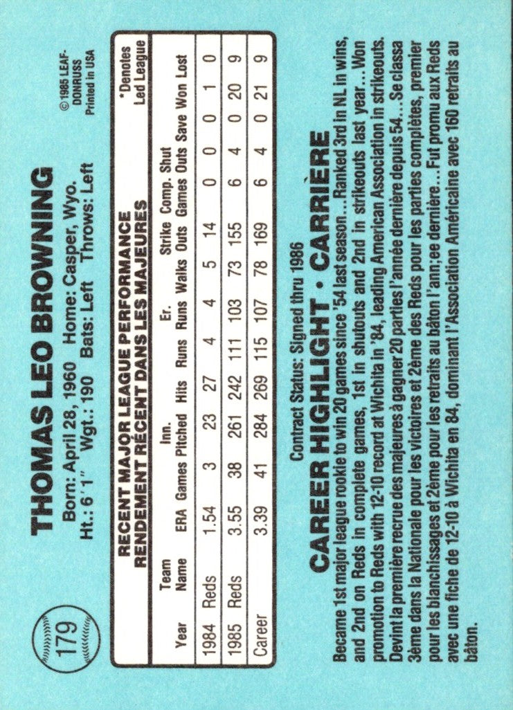 1986 Leaf Tom Browning