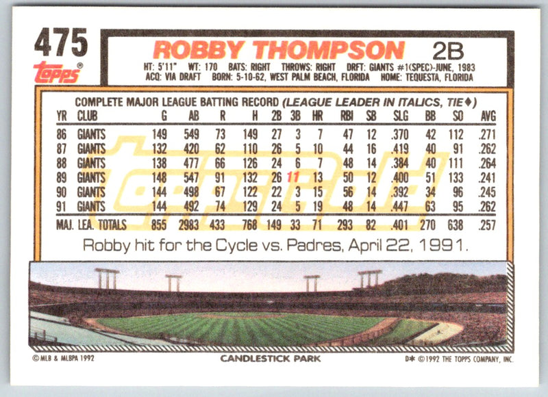 1992 Topps Robby Thompson