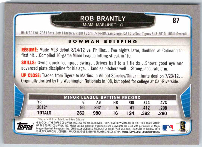 2013 Bowman Rob Brantly