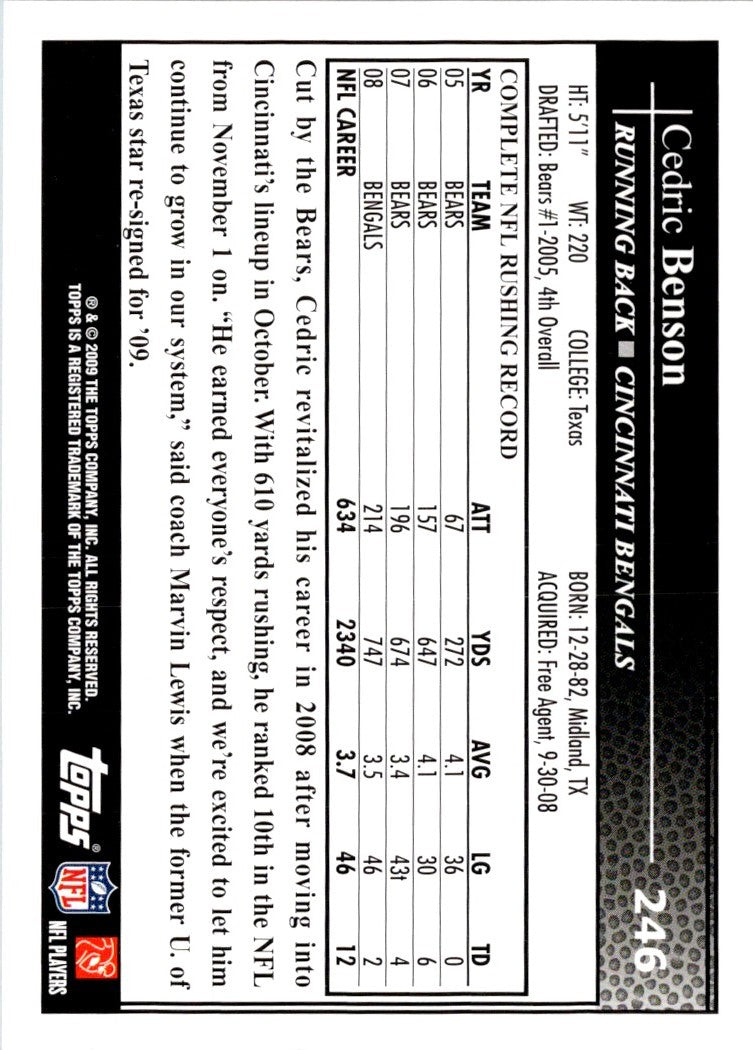 2009 Topps Cedric Benson