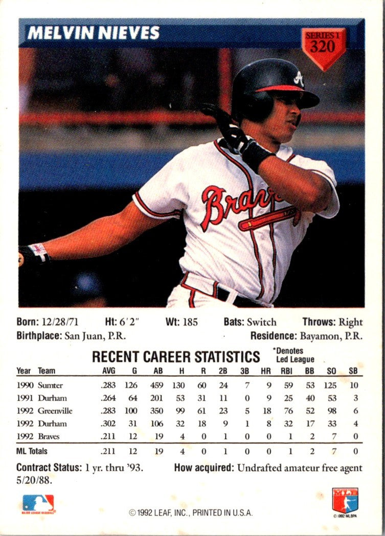 1993 Donruss Melvin Nieves