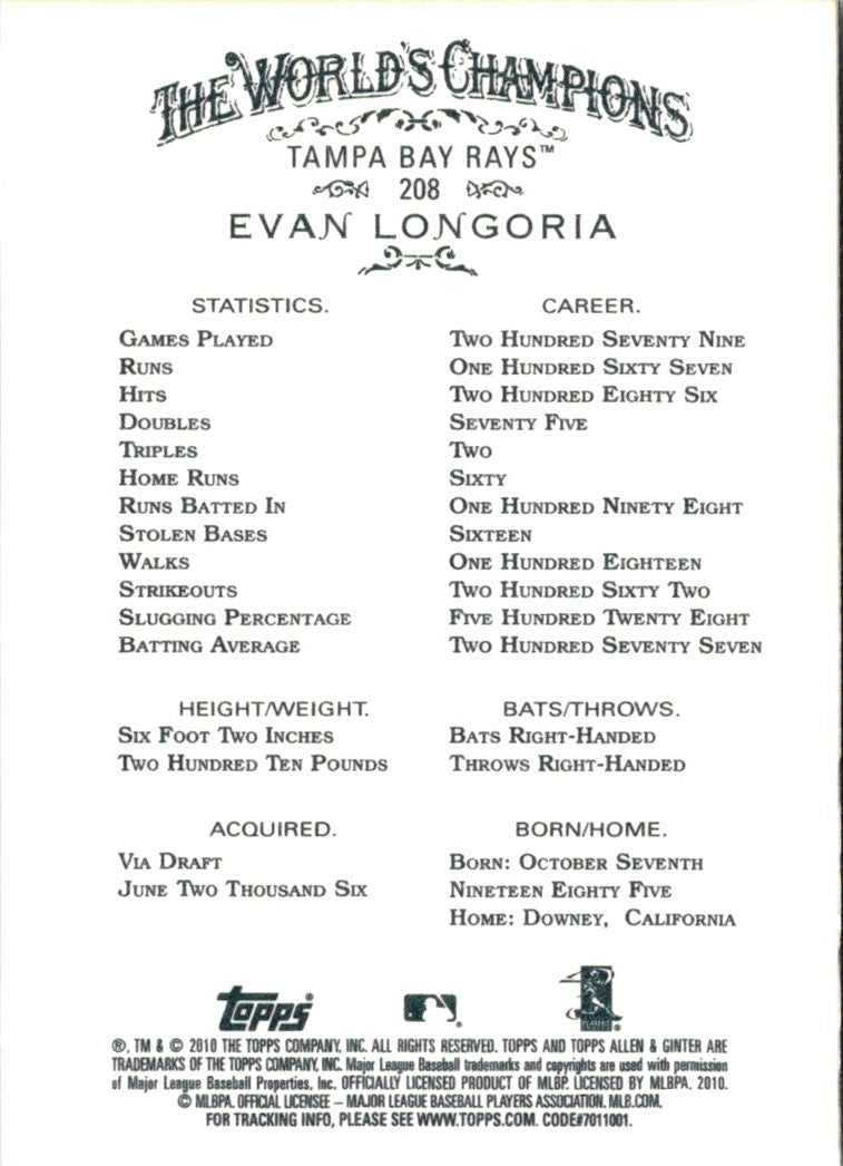2010 Topps Allen & Ginter Evan Longoria