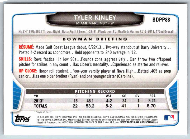 2014 Bowman Tyler Kinley