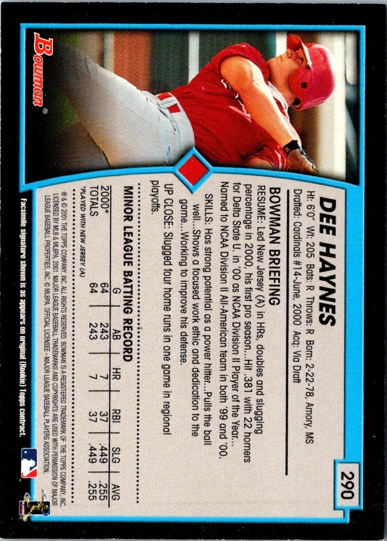 2001 Bowman Draft Picks & Prospects Dee Haynes