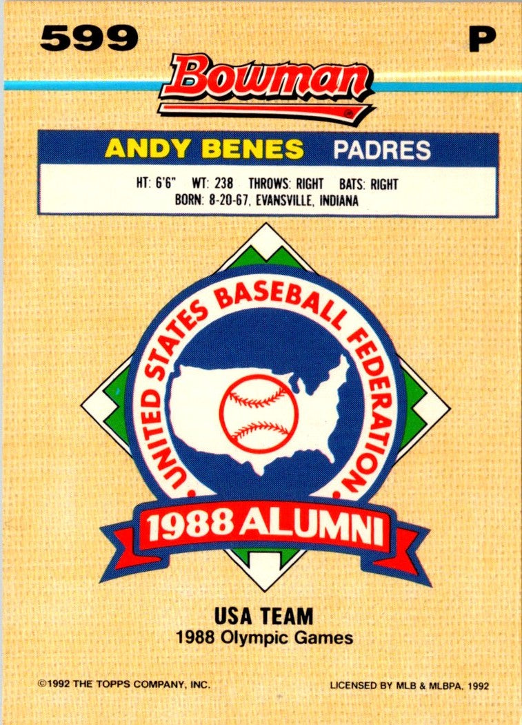 1992 Bowman Andy Benes