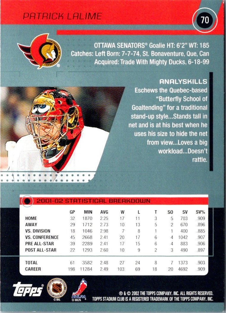 2002 Stadium Club Patrick Lalime