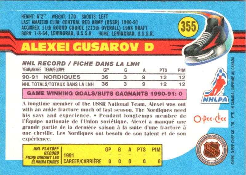 1991 O-Pee-Chee Alexei Gusarov