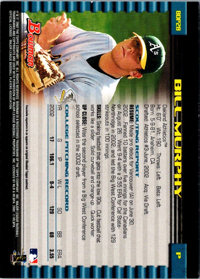 2002 Bowman Draft Picks & Prospects Gold Bill Murphy