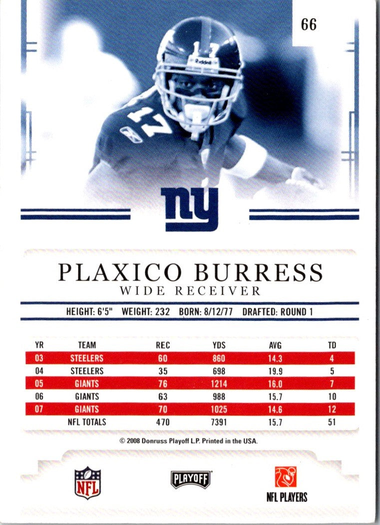 2008 Playoff Prestige Plaxico Burress