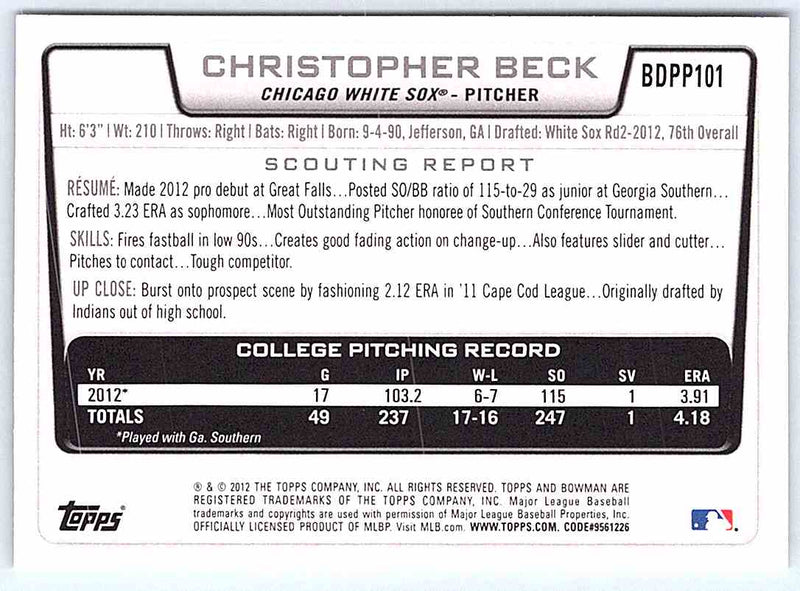 2012 Bowman Christopher Beck