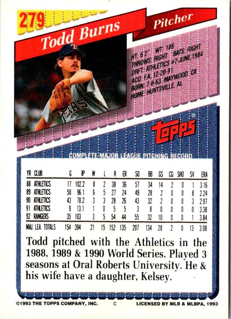 1993 Topps Gold Todd Burns