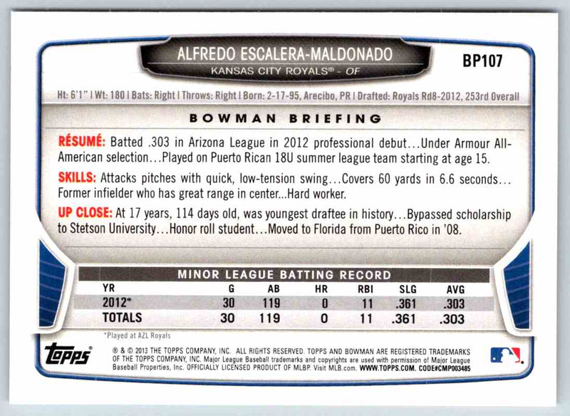 2013 Bowman Alfredo Escalera-Maldonado