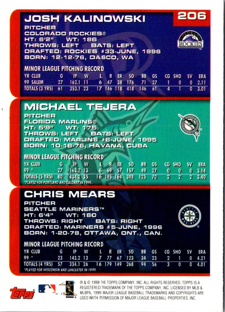 2000 Topps Josh Kalinowski/Michael Tejera/Chris Mears