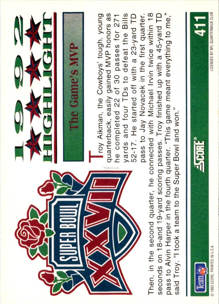 1993 Score Troy Aikman