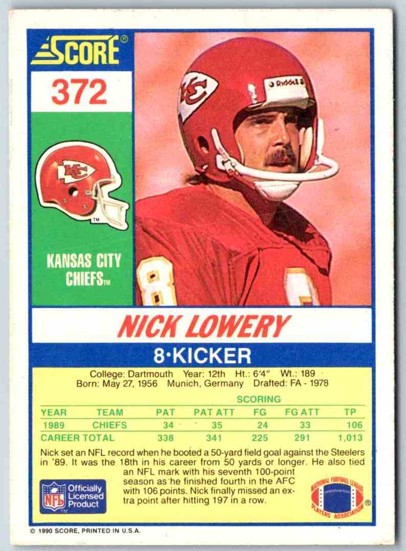 1990 Score Nick Lowery