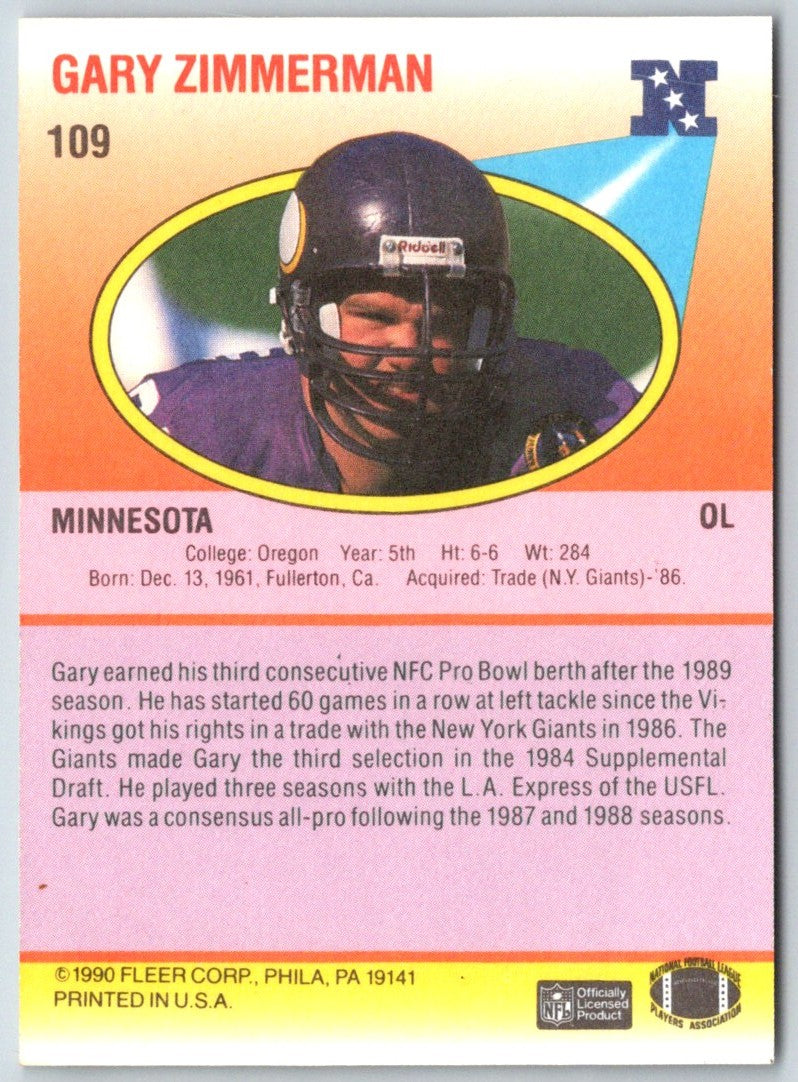 1990 Fleer Gary Zimmerman